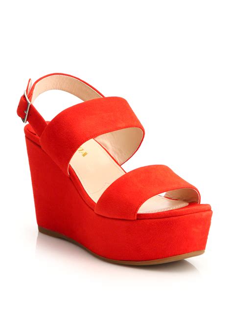 prada wedge sandals red|prada platform wedge sandals.